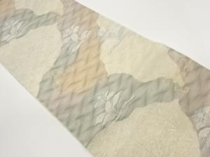 紗 すくい織道長取に草花模様織出し袋帯